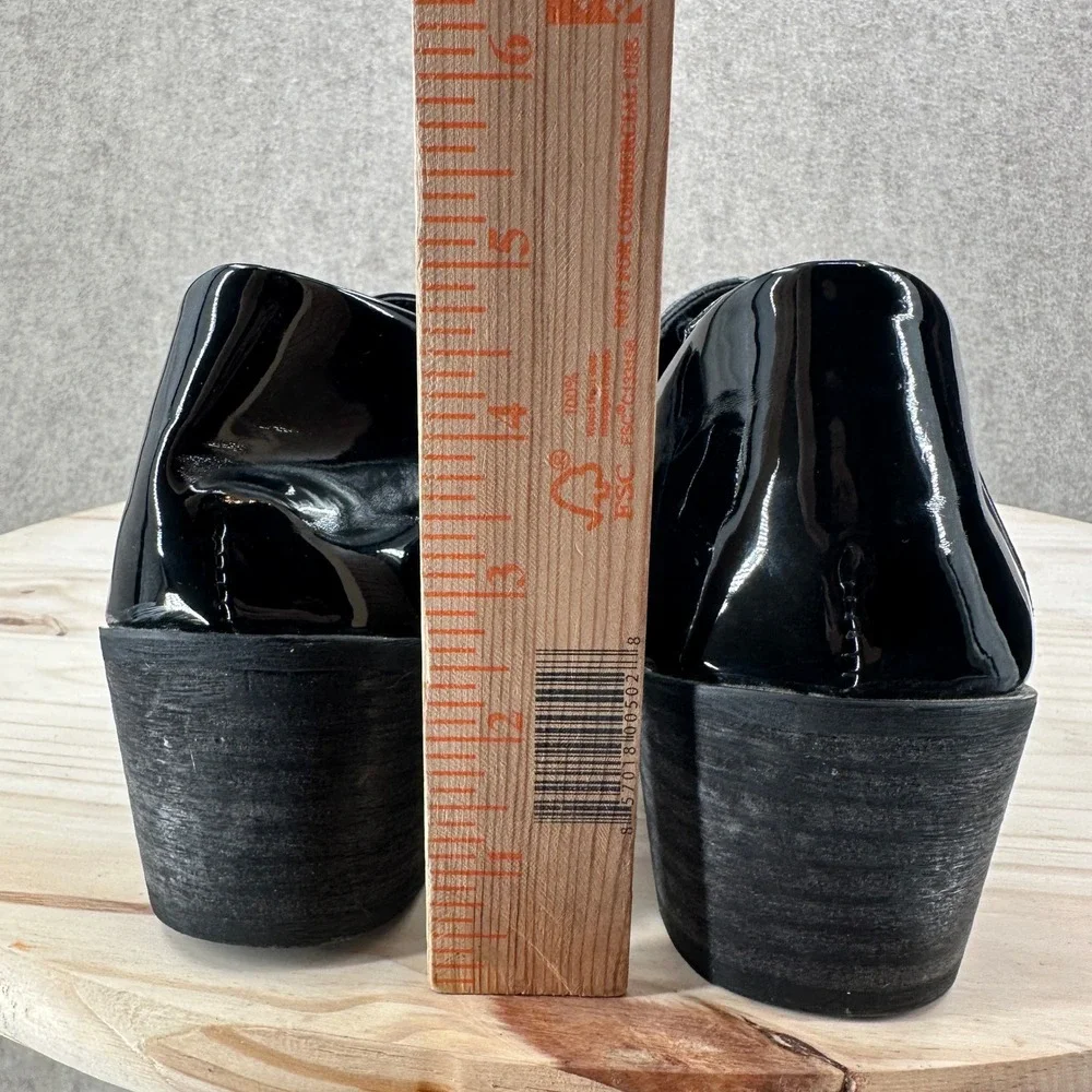 Brogue Heel Shoes Men 9-9.5 Brittish Black Faux Leather Point Toe Pleated Dress